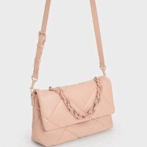 NWT Charles & Keith | Lin Puffy Chain Shoulder Crossbody Bag Blush Pale Pink